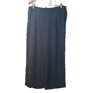 J Jill Pants Women’s Wide Leg Size Large Tall Black Elastic Waist Pleats Pockets